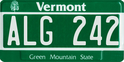 VT license plate ALG242