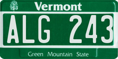VT license plate ALG243