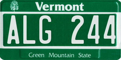 VT license plate ALG244