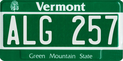 VT license plate ALG257