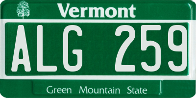 VT license plate ALG259