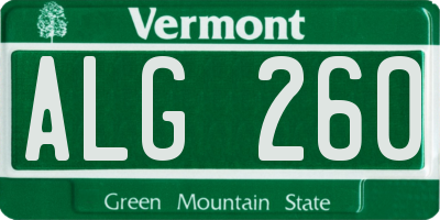 VT license plate ALG260