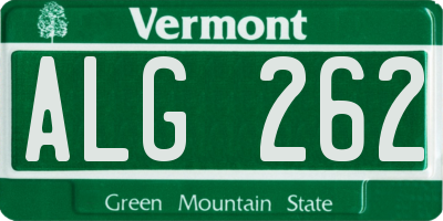 VT license plate ALG262