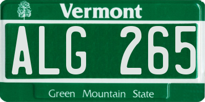 VT license plate ALG265