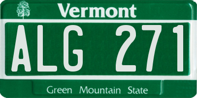VT license plate ALG271