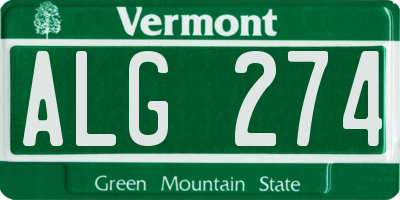 VT license plate ALG274
