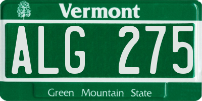 VT license plate ALG275