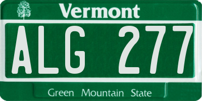 VT license plate ALG277