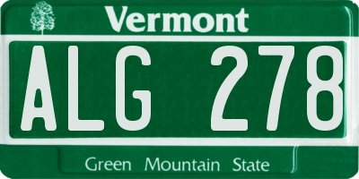 VT license plate ALG278