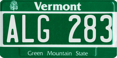 VT license plate ALG283
