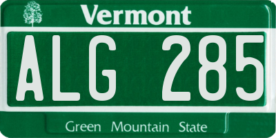 VT license plate ALG285