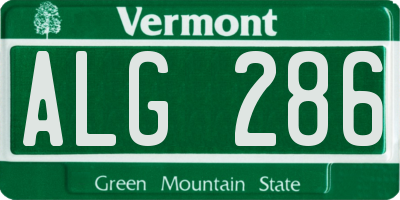 VT license plate ALG286