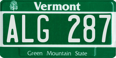 VT license plate ALG287
