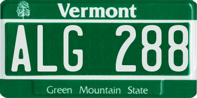 VT license plate ALG288