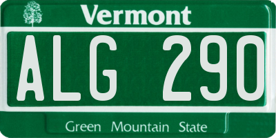 VT license plate ALG290
