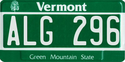 VT license plate ALG296