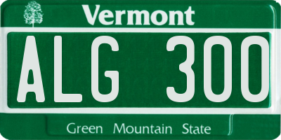 VT license plate ALG300