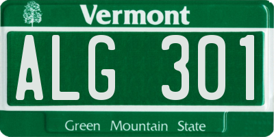 VT license plate ALG301