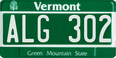 VT license plate ALG302