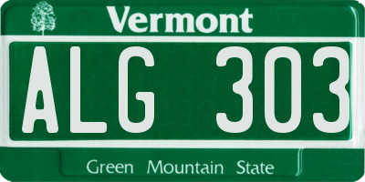 VT license plate ALG303