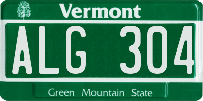 VT license plate ALG304