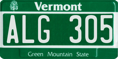 VT license plate ALG305