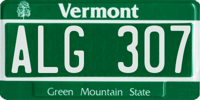 VT license plate ALG307