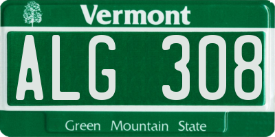 VT license plate ALG308
