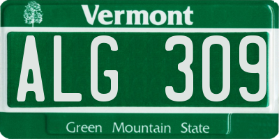 VT license plate ALG309