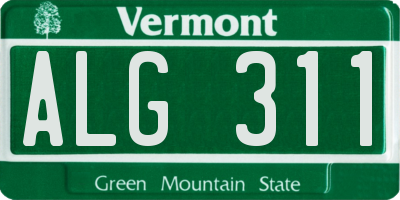 VT license plate ALG311