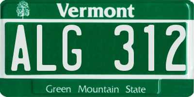 VT license plate ALG312