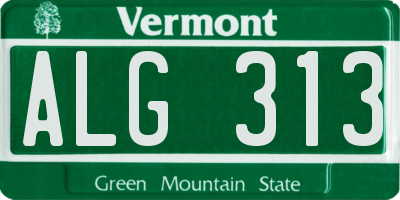 VT license plate ALG313