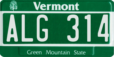 VT license plate ALG314