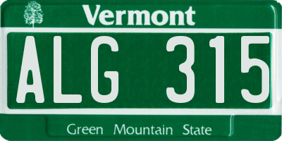 VT license plate ALG315