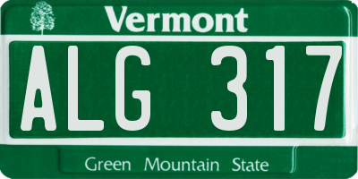 VT license plate ALG317