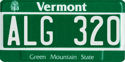 VT license plate ALG320