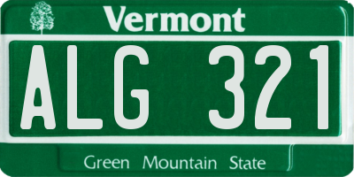 VT license plate ALG321