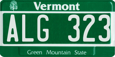 VT license plate ALG323