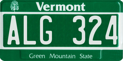 VT license plate ALG324