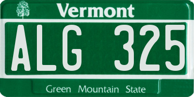 VT license plate ALG325