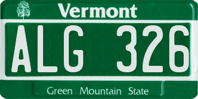 VT license plate ALG326