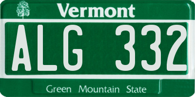 VT license plate ALG332
