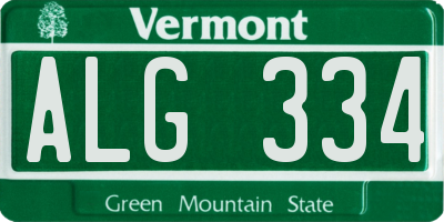 VT license plate ALG334