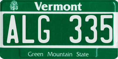 VT license plate ALG335