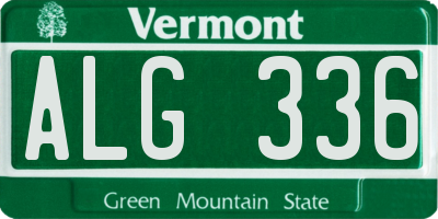 VT license plate ALG336