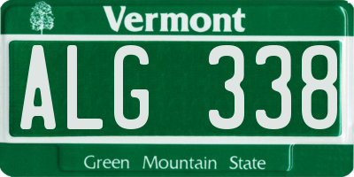 VT license plate ALG338