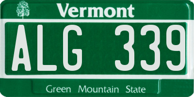 VT license plate ALG339