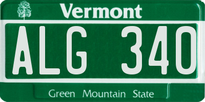 VT license plate ALG340