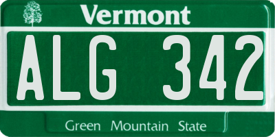 VT license plate ALG342