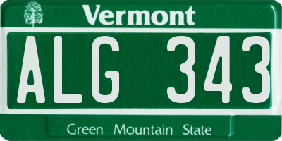 VT license plate ALG343